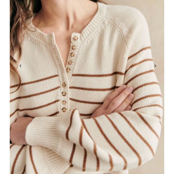 Sezane Sweaters - Sezane Leontine Jumper in Ecru Camel Stripes Size Medium